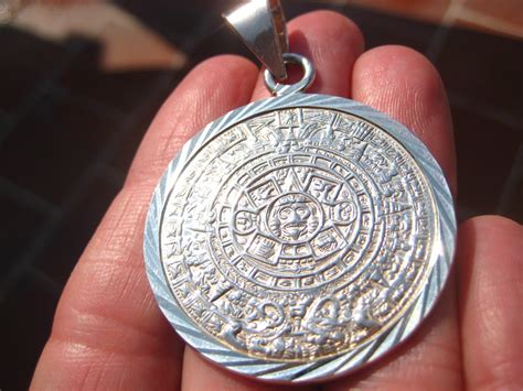 Silver Mayan Calendar Pendant
